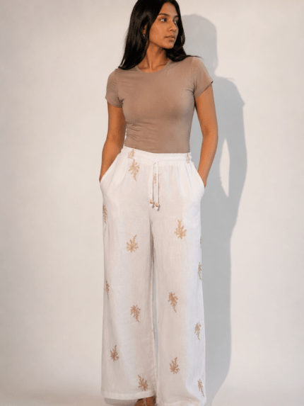 Embroid linen pants - Belts