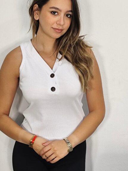 Ray ribbed v neck top - Top/Bodysuits